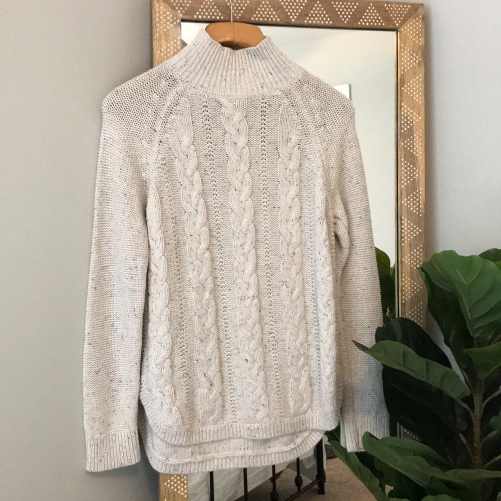 Light Grey Speckled Mock Neck Sweater